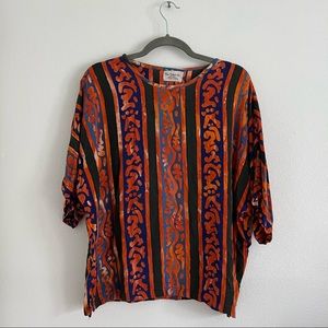 Vintage Free Island Co. Orange Print Blouse